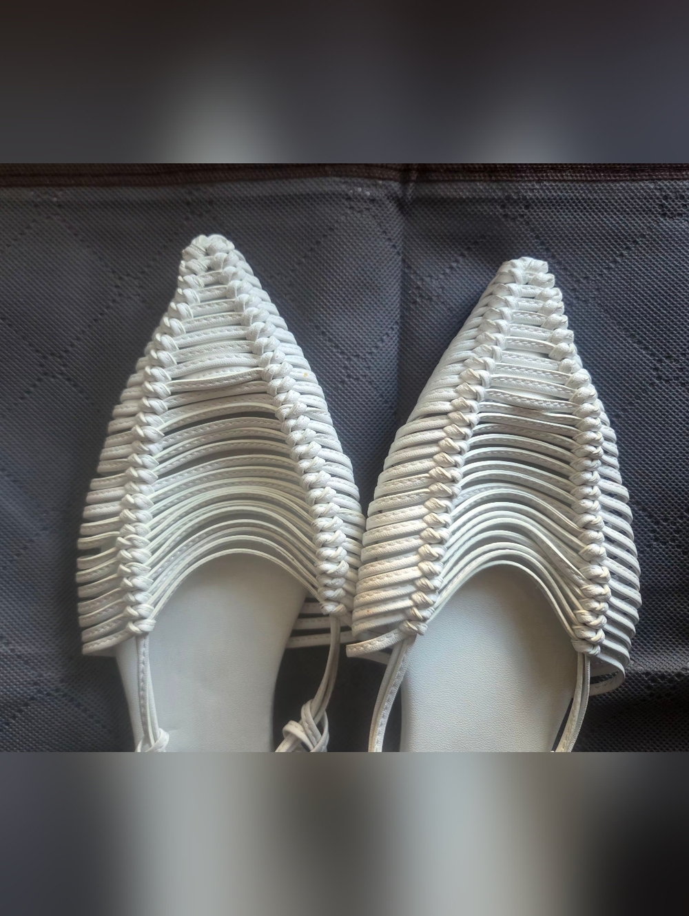 Jeffrey Campbell White Woven Pointed Slingback Flats - Picture 3 of 4